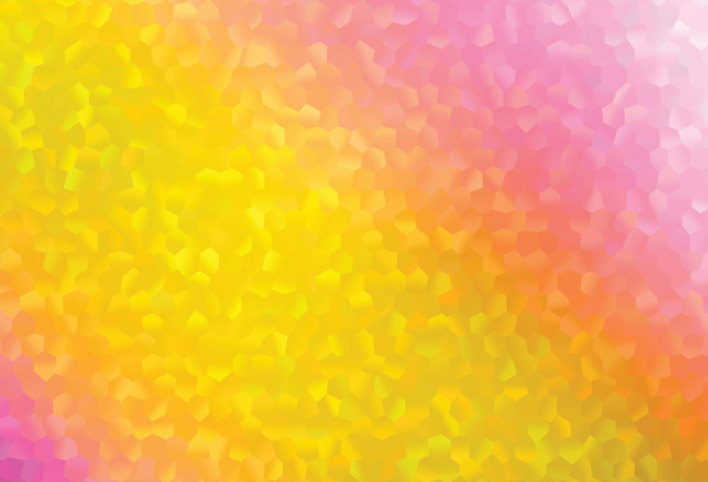 textura de vetor rosa claro, amarelo com hexágonos coloridos.