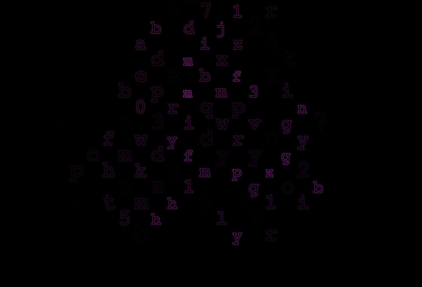 layout de vetor roxo escuro com alfabeto latino.