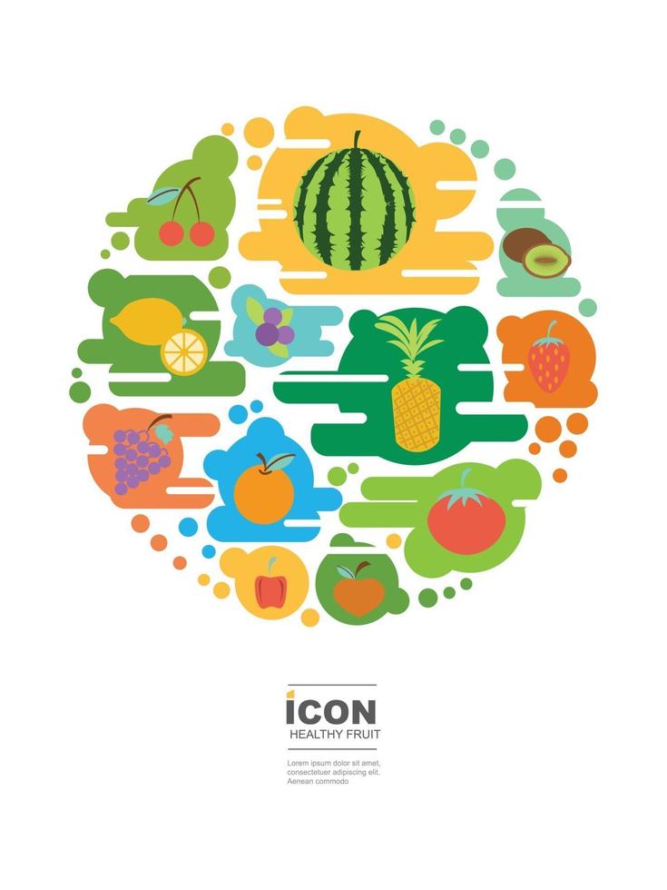ícone desenho vetorial de frutas saudáveis vetor