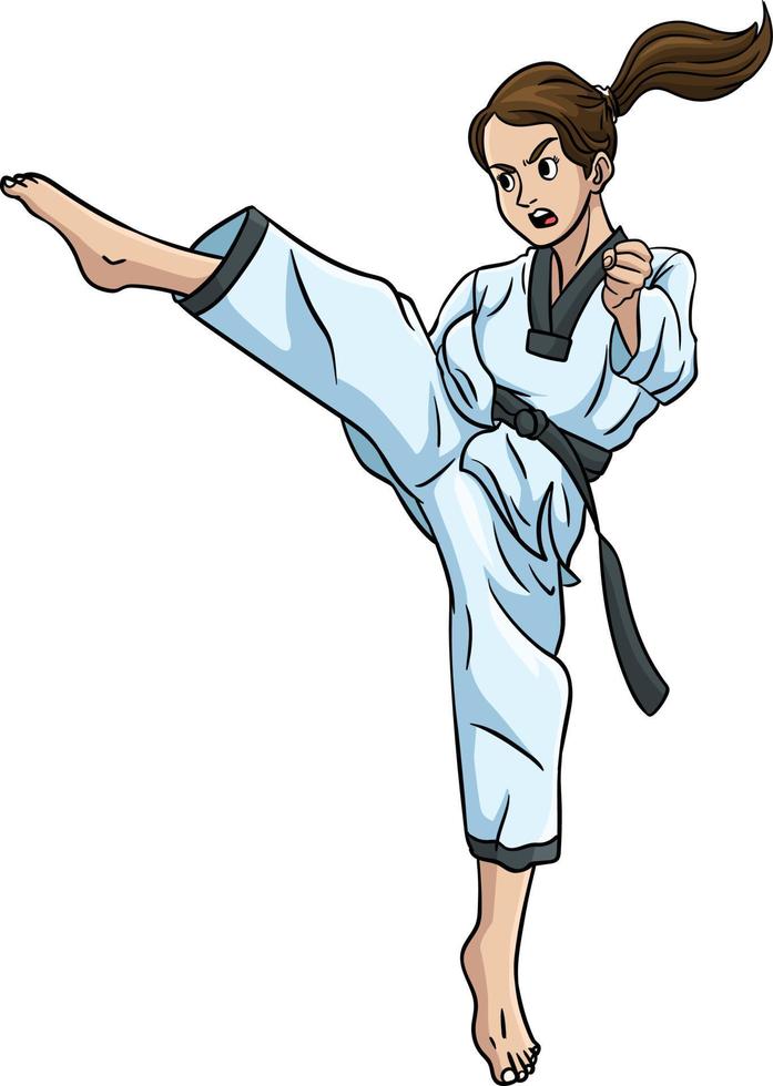 taekwondo desenho animado colori clipart ilustração vetor