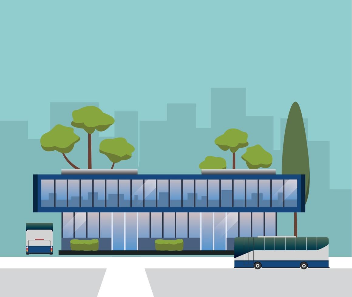 desenho vetorial de construção de terminal de ônibus vetor