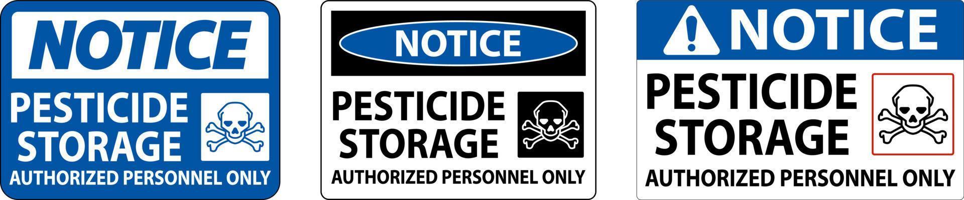 aviso prévio pesticida armazenamento autorizado só placa em branco fundo vetor
