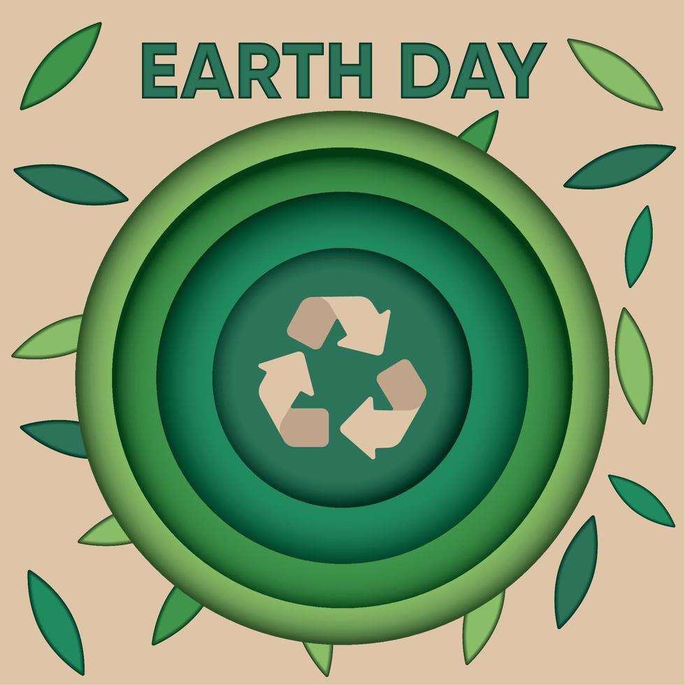 isolado grupo do verde camadas e uma reciclável símbolo terra dia poster vetor ilustração