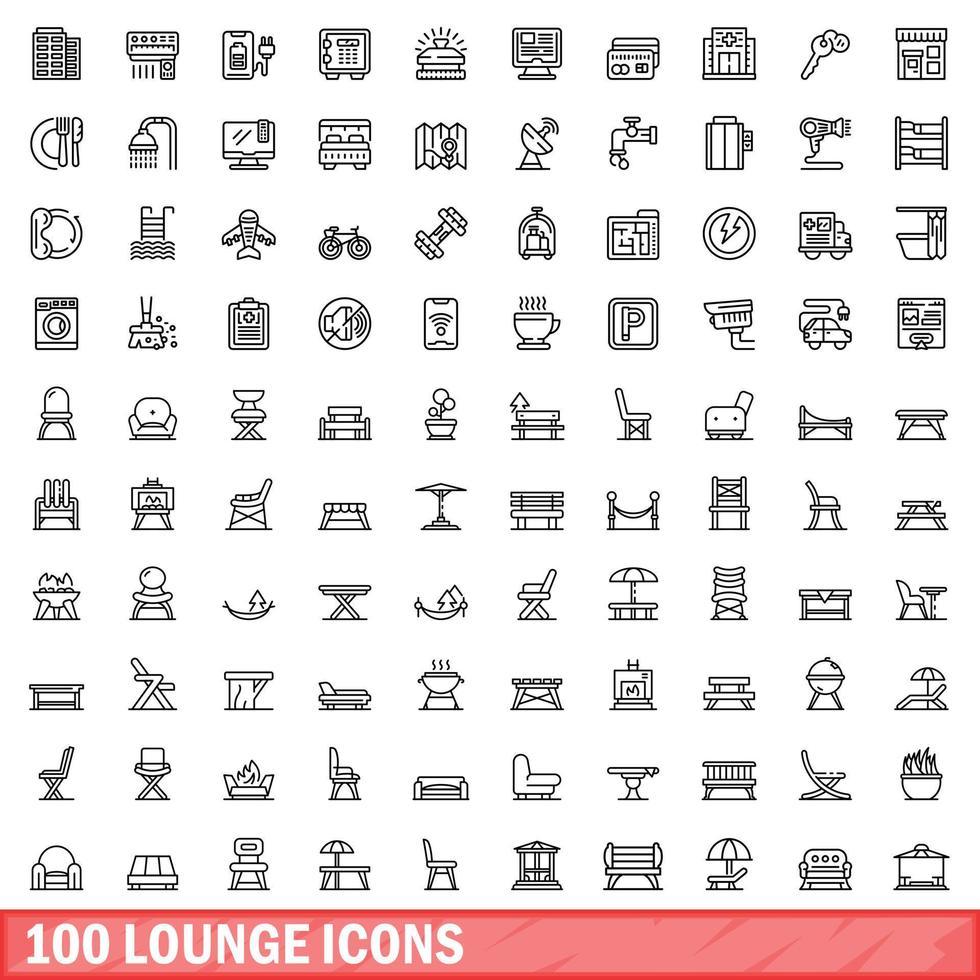 100 salão ícones definir, esboço estilo vetor