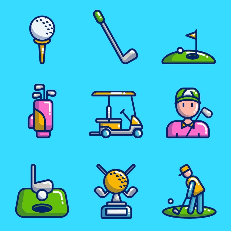 coleção de ícones de golfe vetor