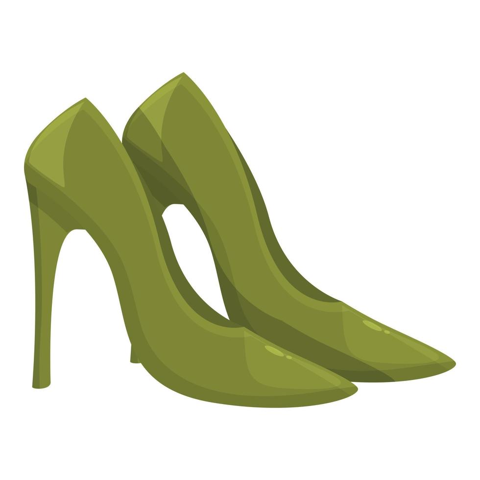 verde floresta cor Alto calcanhares sapatos ícone desenho animado vetor. mulheres moda vetor