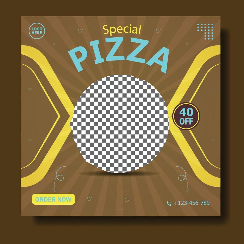 pizza food mídia social banner post template vetor