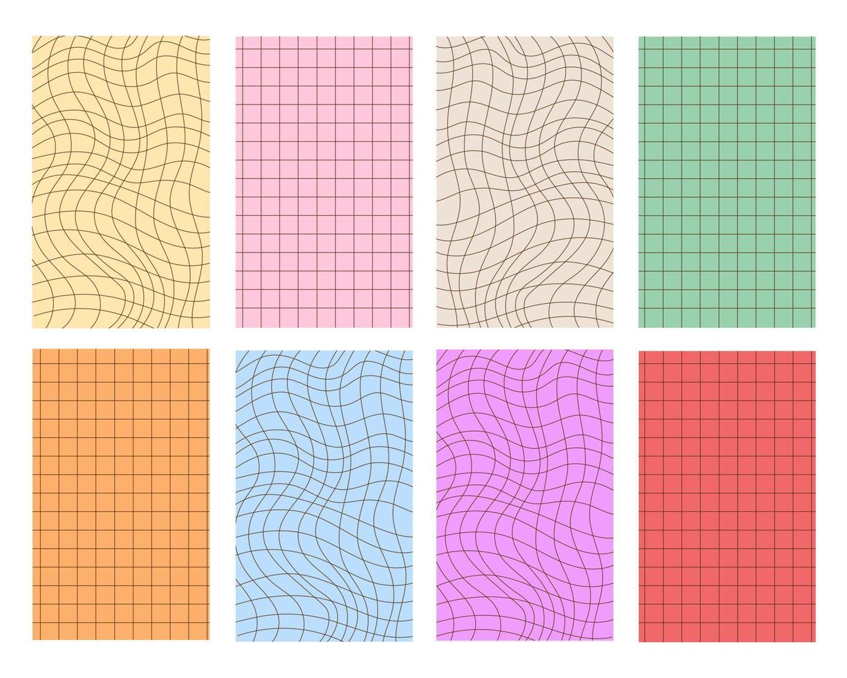 uma conjunto do linear padrões. vetor estoque gráficos. abstrato fundos com caótico aleatória ondas, linhas, golpes e cachos. Projeto do cartões postais e impressão em tecido.