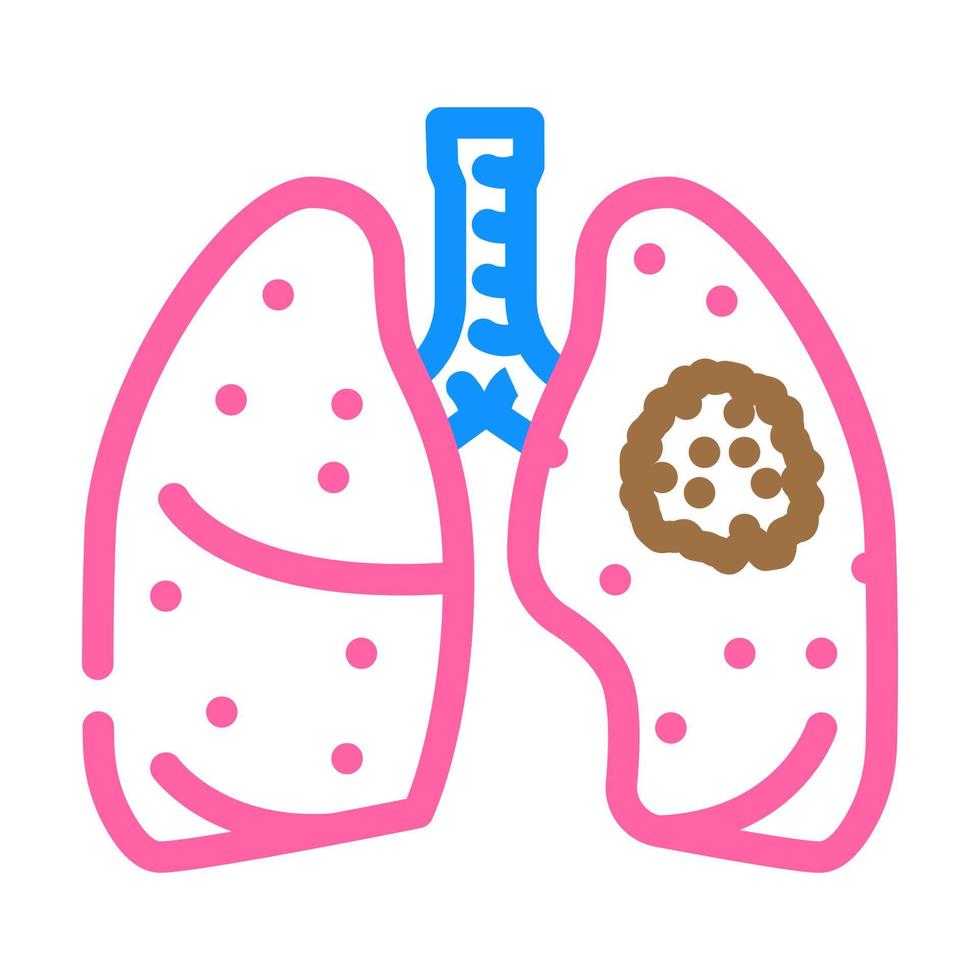 pulmão Câncer cor ícone vetor ilustração