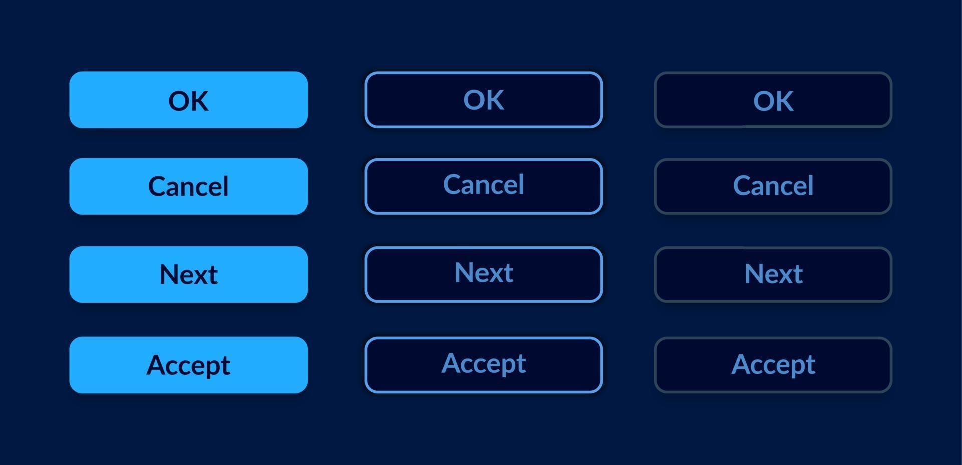 botões de opção kit de elementos da interface do usuário vetor