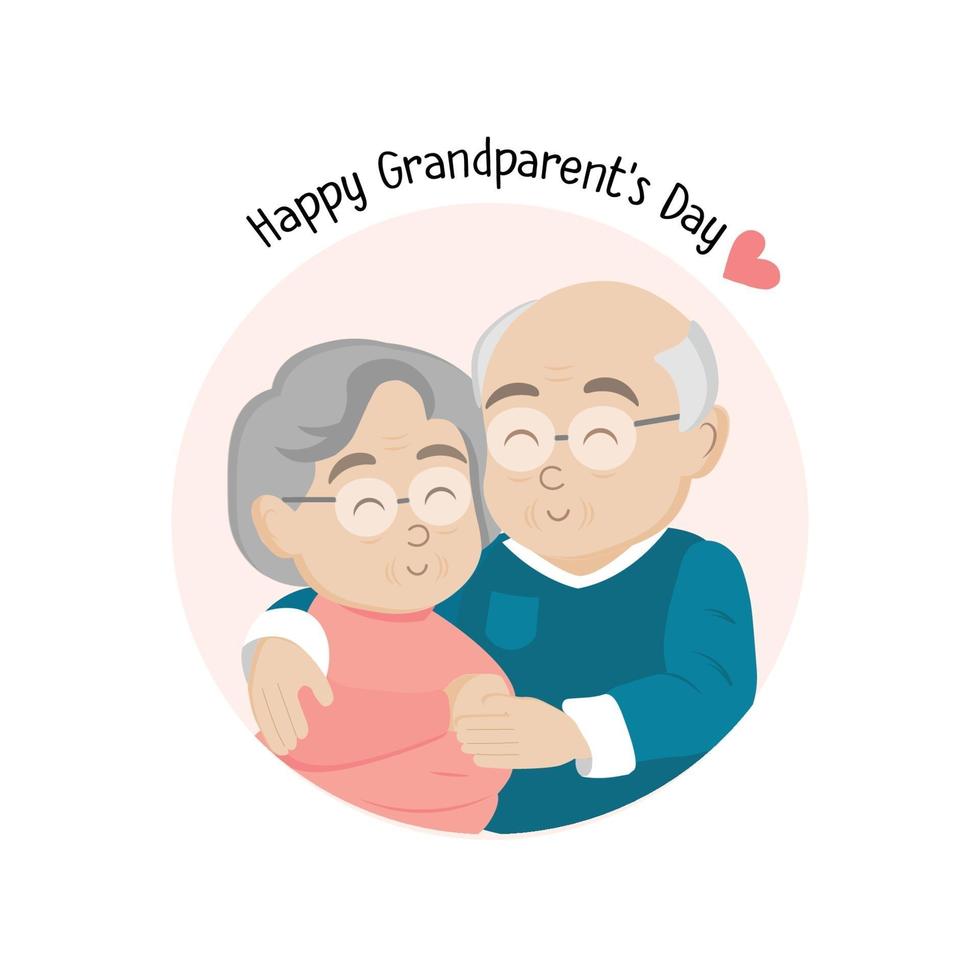 feliz dia dos avós cartão de saudação. personagens de desenhos animados de avó e avô. vetor