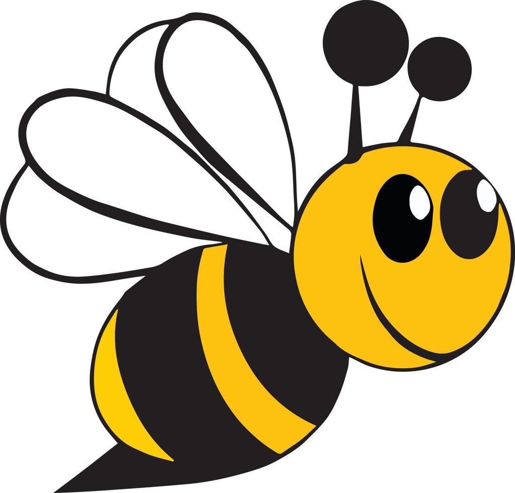 uma fofa desenho animado abelha vetor ilustração isolado em branco fundo