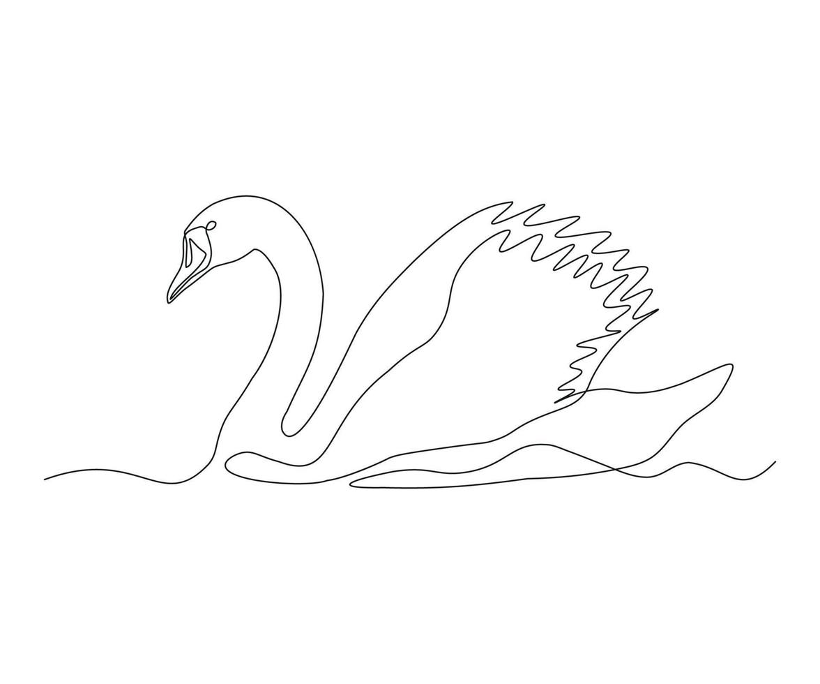 abstrato cisne pássaro contínuo 1 linha desenhando vetor