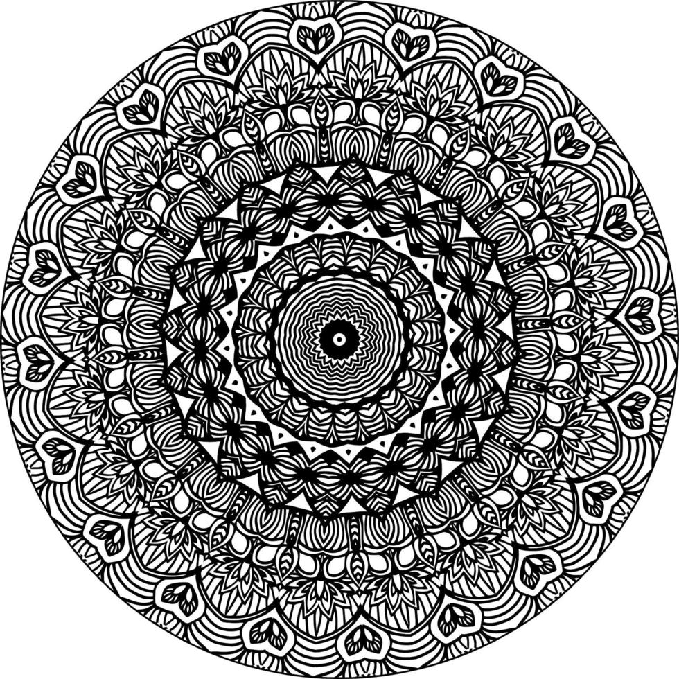 simples rabisco mandala com floral e coração padrões em uma branco isolado fundo. para coloração livro Páginas. vetor