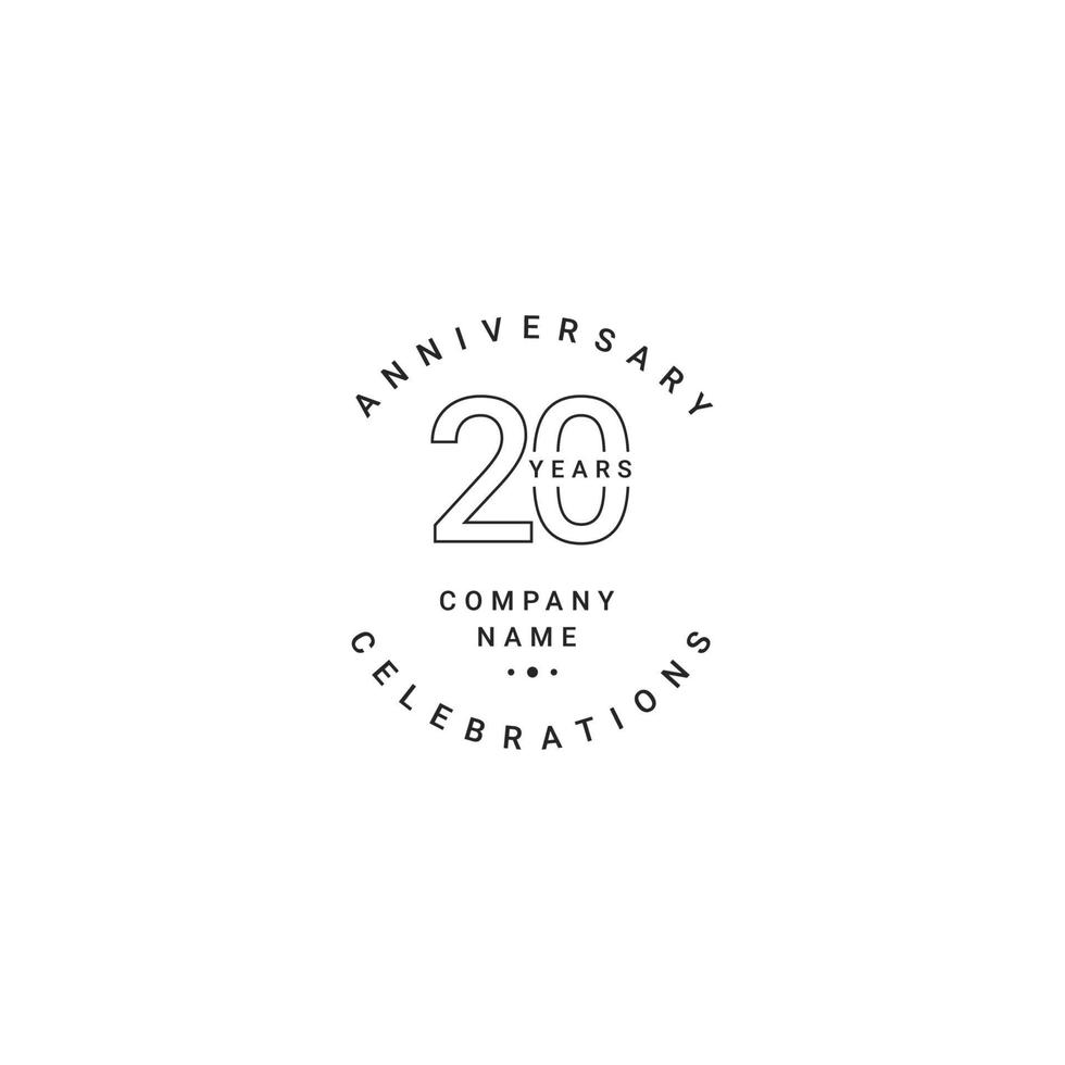 20 anos de comemoração do aniversário de ilustração da sua empresa. vetor