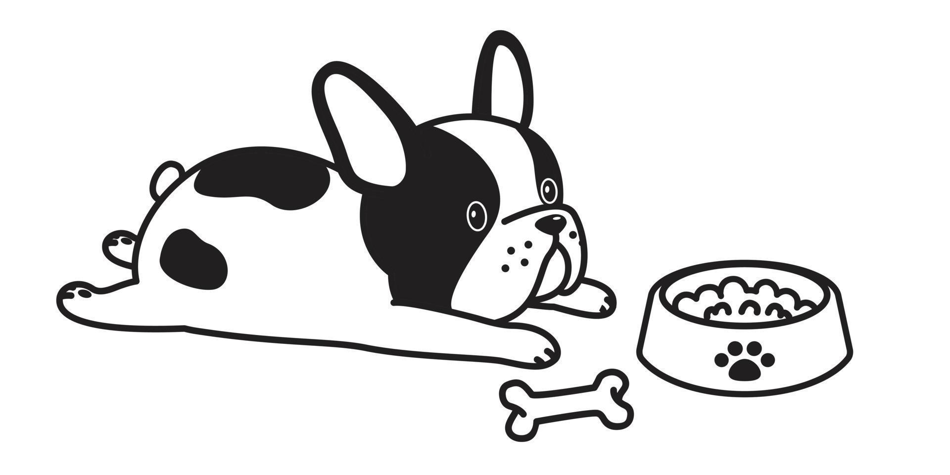 cachorro vetor francês buldogue desenho animado personagem ilustração logotipo ícone cachorro osso arco branco