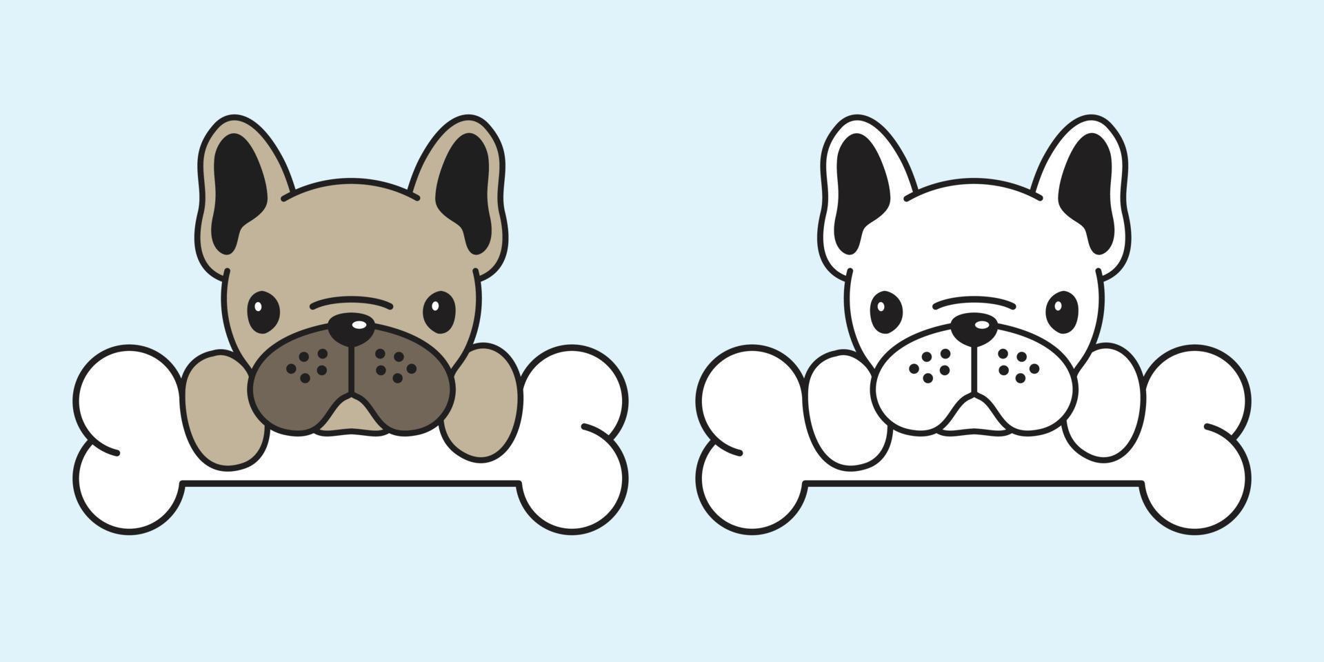 cachorro vetor francês buldogue ícone desenho animado personagem pug cachorro osso ilustração rabisco