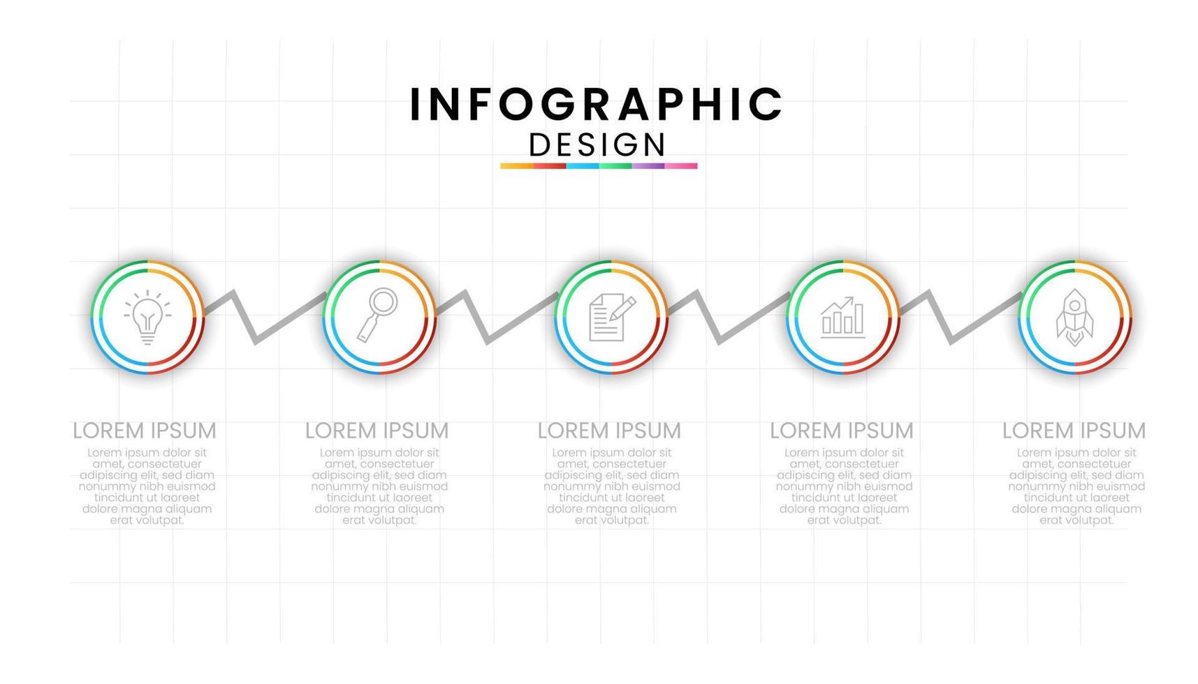 o negócio dados processo gráfico conceito. círculo infográfico ícones projetado para moderno fundo modelo com 5 opções, passos, peças. vetor