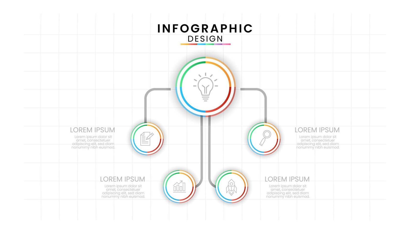 infográfico modelo para negócios. círculo conceito com 5 passos linha processo diagrama vetor