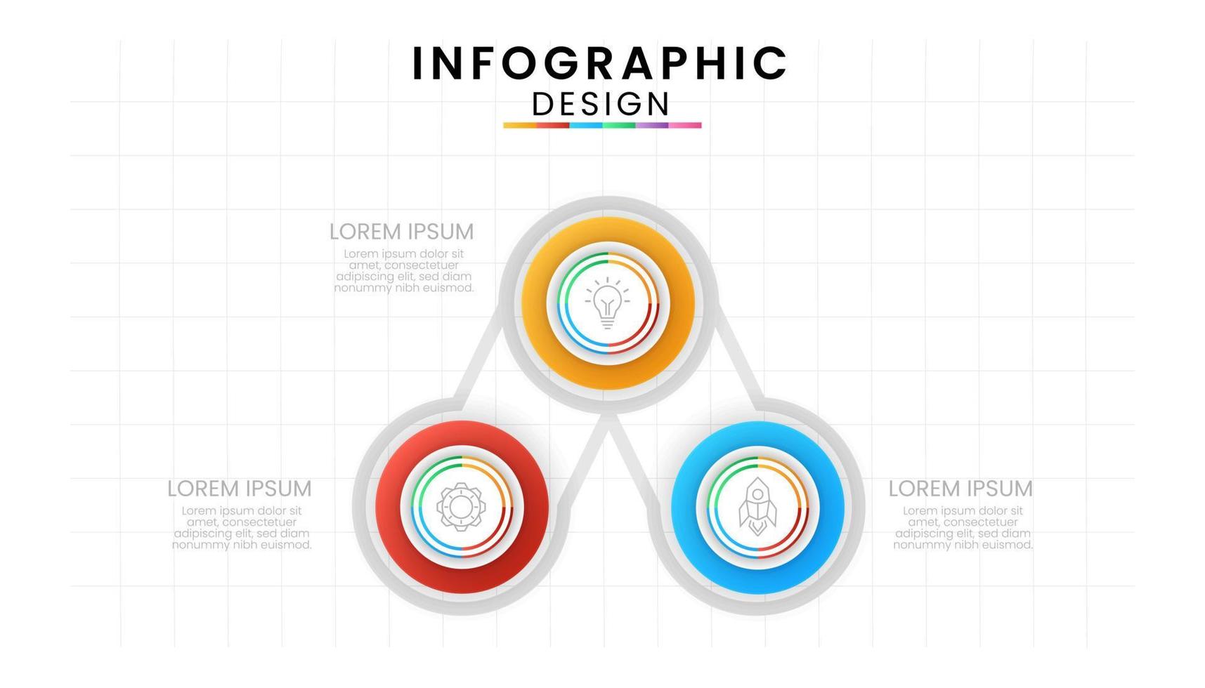 o negócio dados processo gráfico conceito. círculo infográfico ícones projetado para moderno fundo modelo com 3 opções, passos, partes vetor