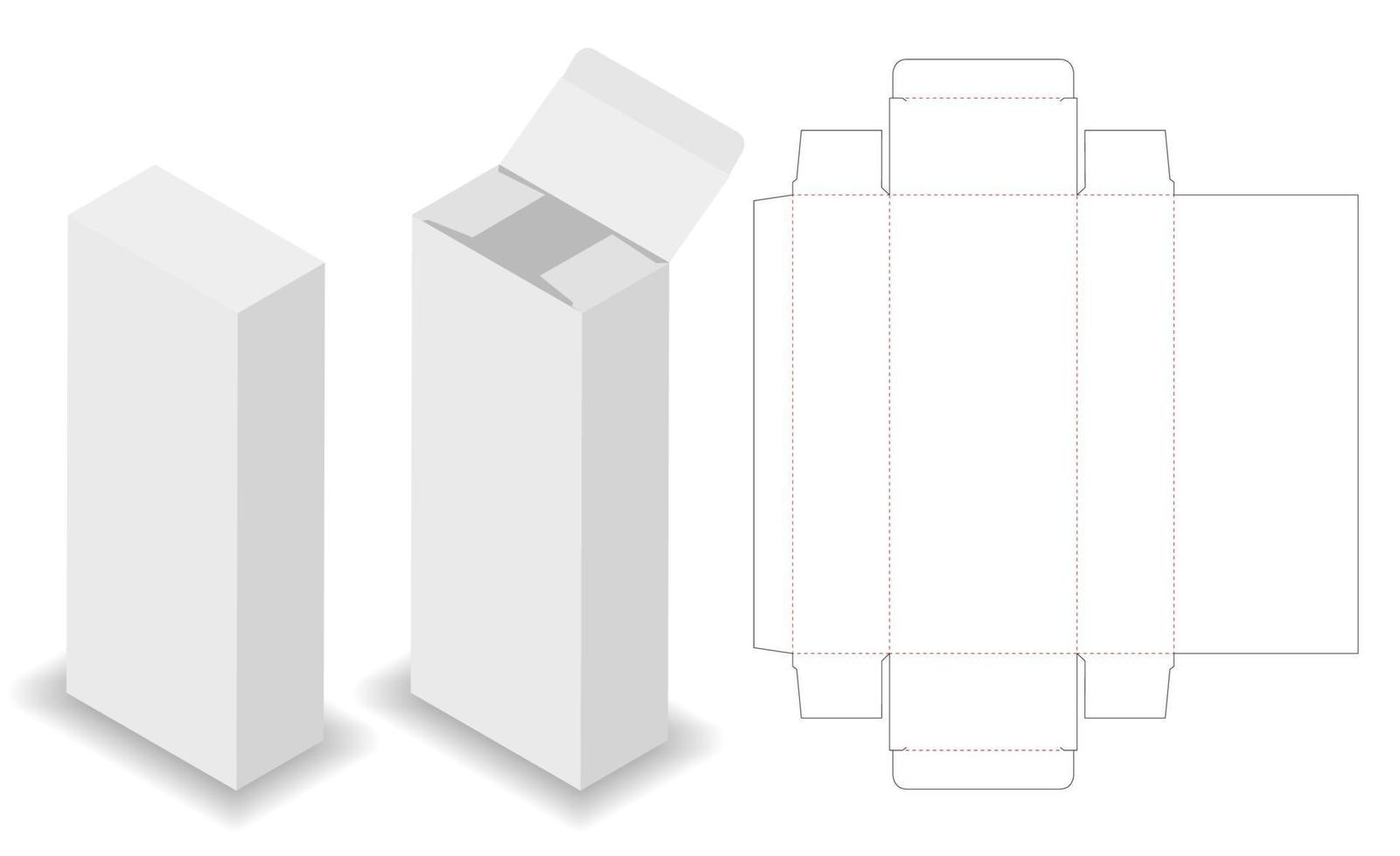 design de modelo cortado de embalagem de caixa. Maquete 3D vetor