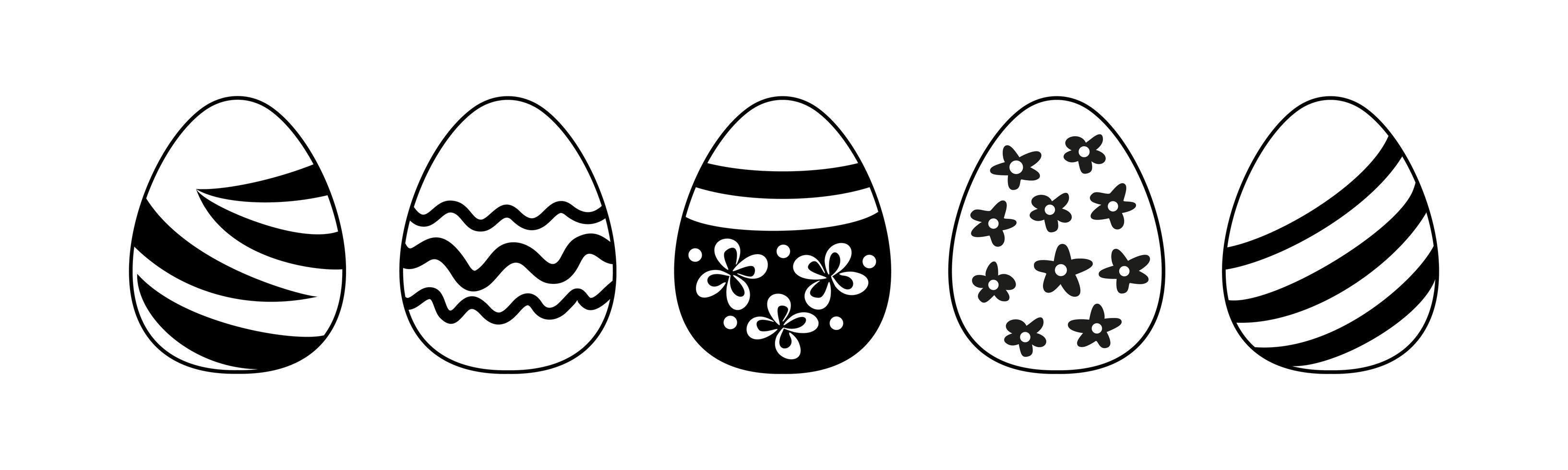 ovos de páscoa - ilustração em vetor preto e branco