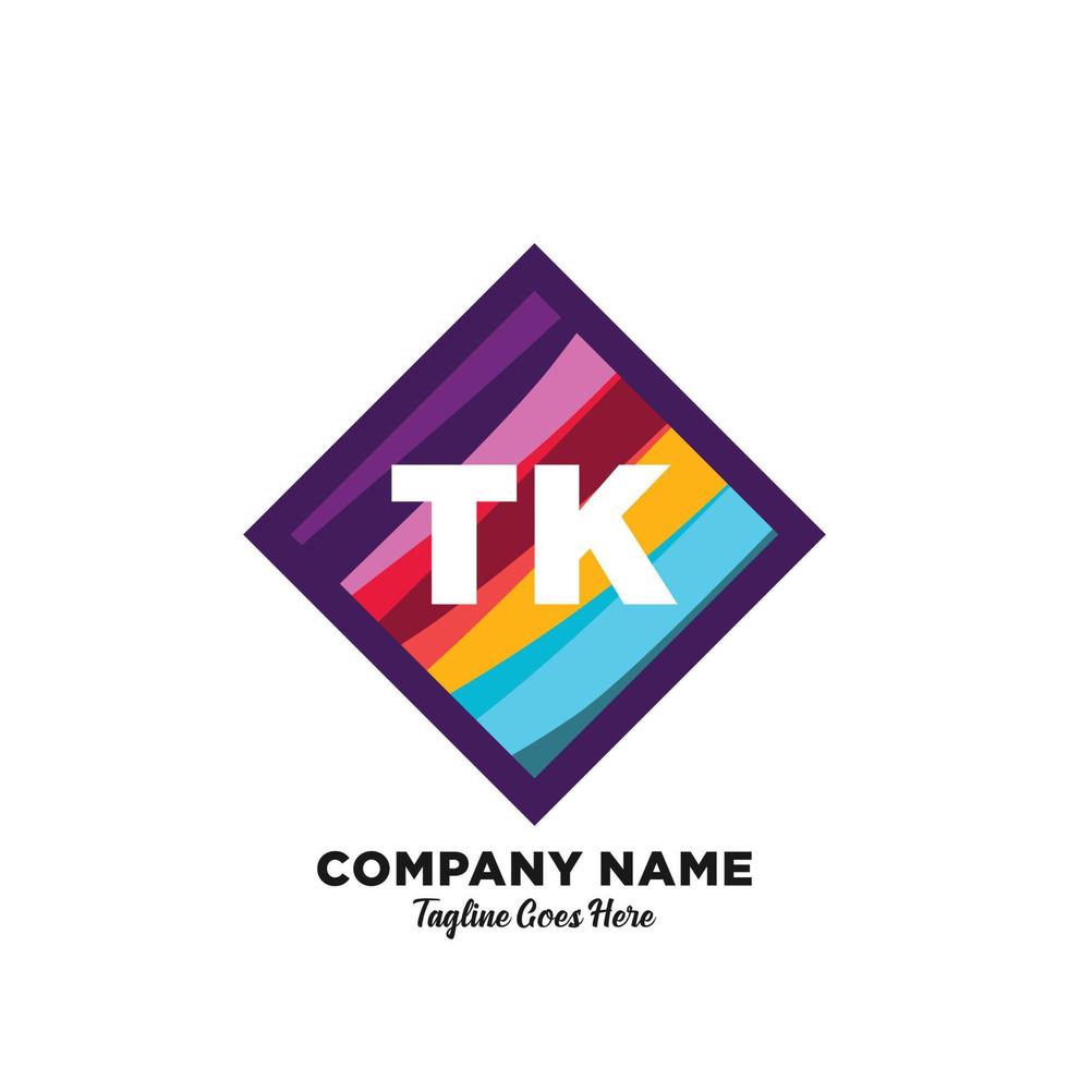 tk inicial logotipo com colorida modelo vetor. vetor