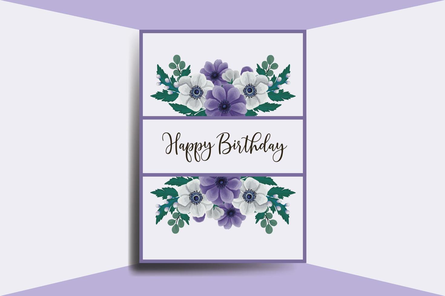 cumprimento cartão aniversário cartão digital aguarela mão desenhado anêmona flor Projeto modelo vetor