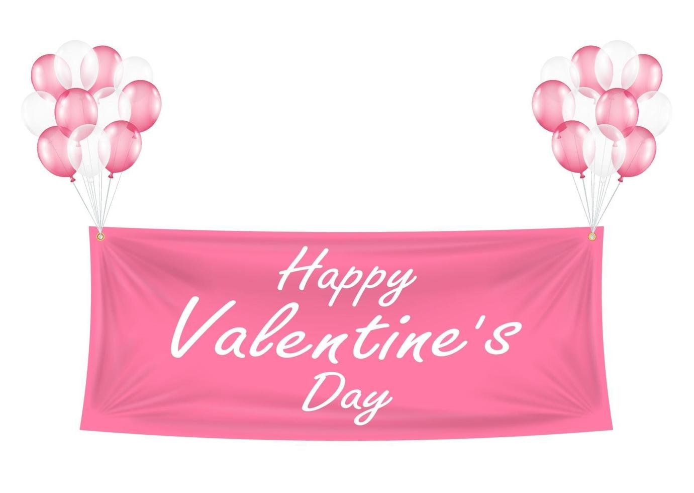 feliz dia dos namorados banner rosa com balões vetor
