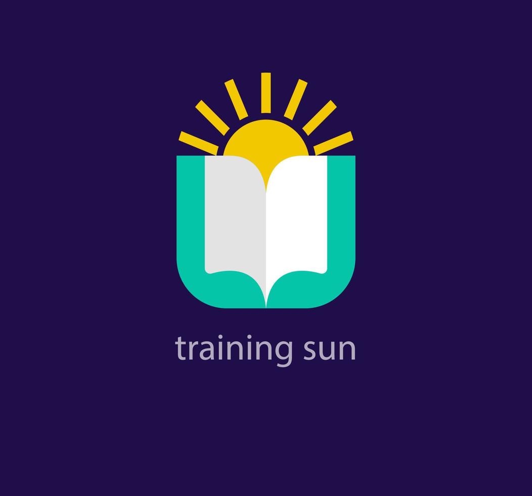 Educação escola, nascer do sol a partir de livro logotipo. único cores. criativo educacional livro Sol logotipo modelo. vetor
