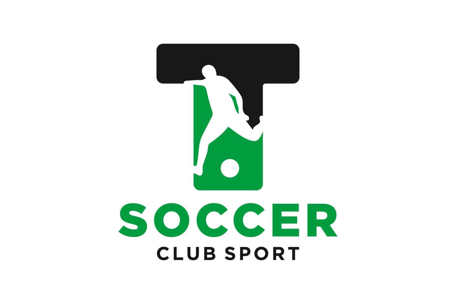 vetor iniciais carta t com futebol criativo geométrico moderno logotipo Projeto.