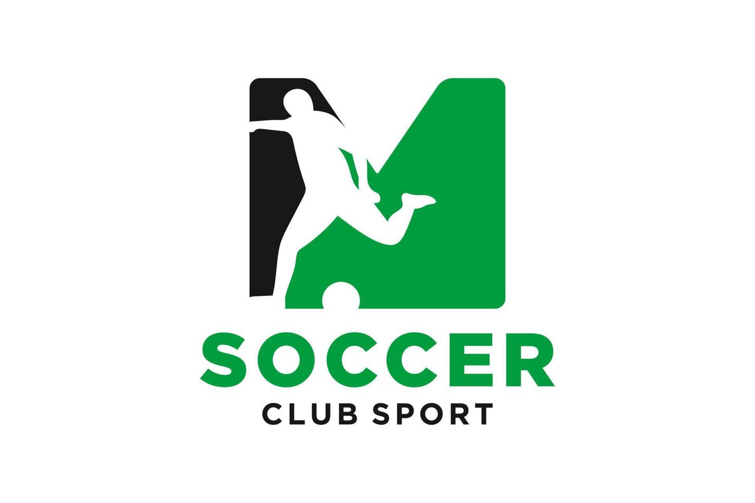 vetor iniciais carta m com futebol criativo geométrico moderno logotipo Projeto.