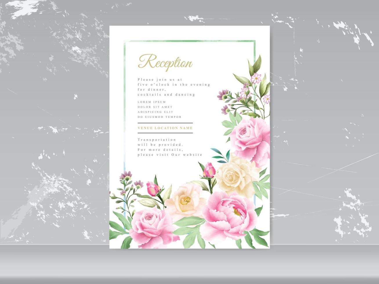 cartão de casamento romântico floral em aquarela vetor