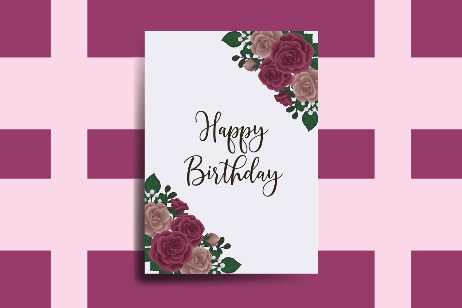cumprimento cartão aniversário cartão digital aguarela mão desenhado marrom rosa flor Projeto modelo vetor