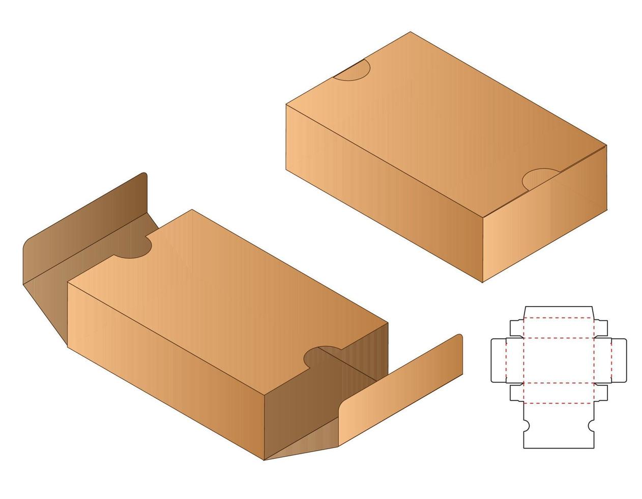 design de modelo cortado de embalagem de caixa. Maquete 3D vetor