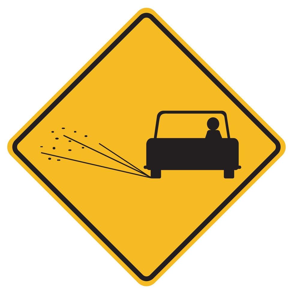 sinais de alerta solta superfície da estrada no fundo branco vetor