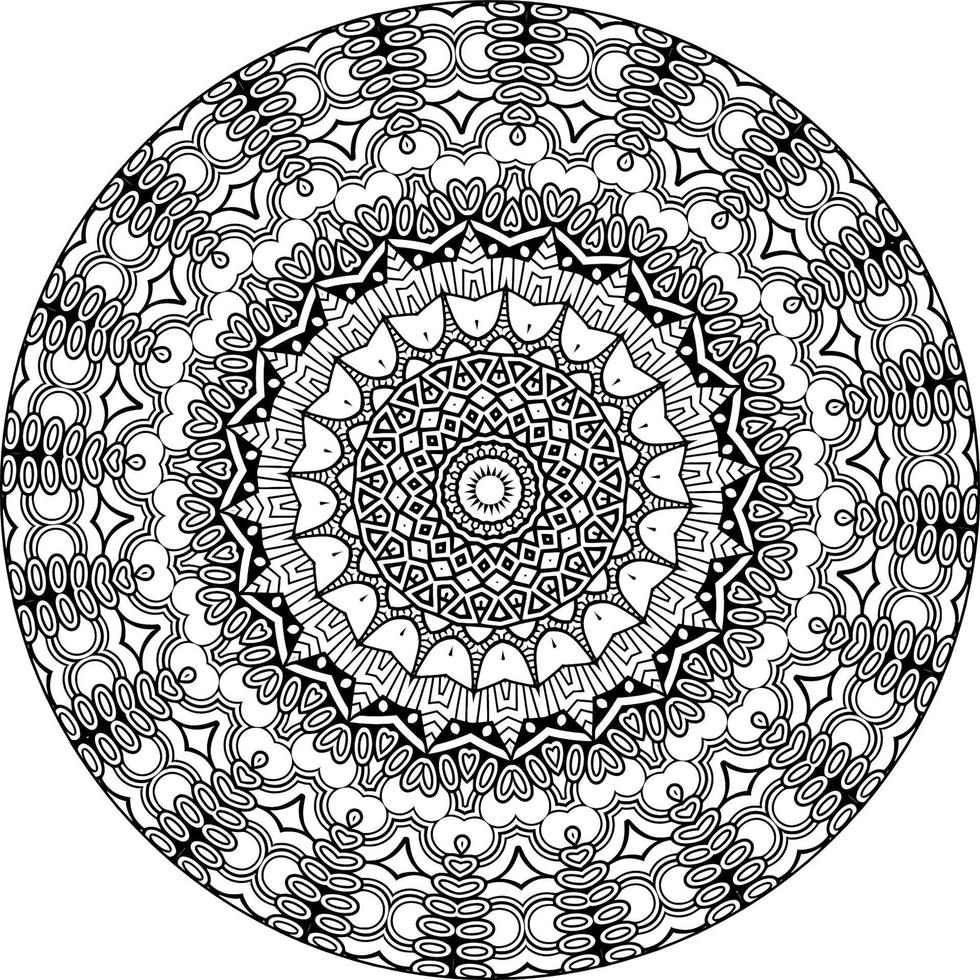 decorativo mandala com marinho elementos e ondas em branco isolado fundo. para coloração livro Páginas. vetor