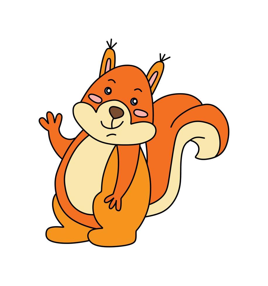esquilo personagem vetor cor ilustração rabisco isolado em branco fundo