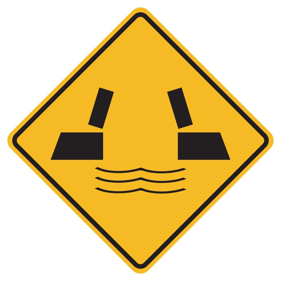 sinais de alerta abrindo ponte em fundo branco vetor