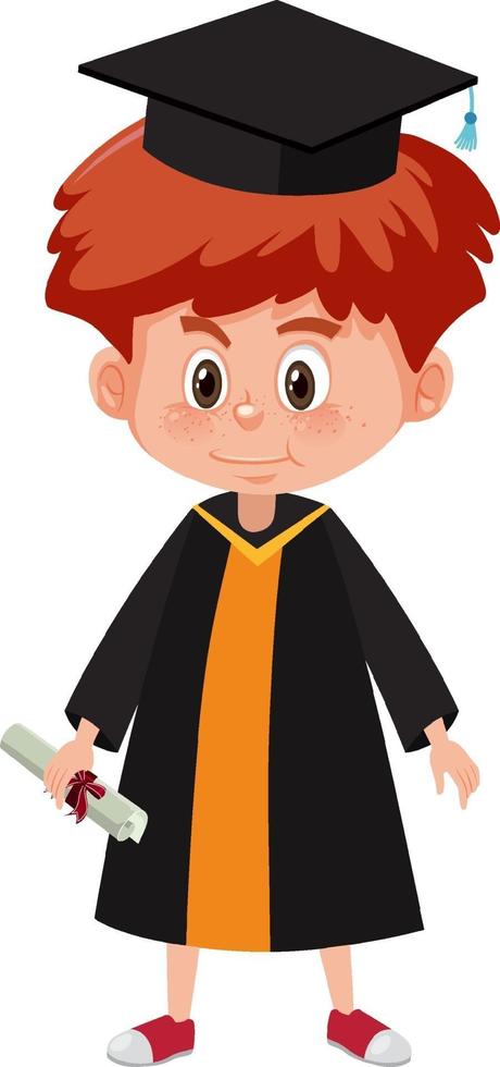 personagem de desenho animado de um menino usando fantasia de formatura vetor