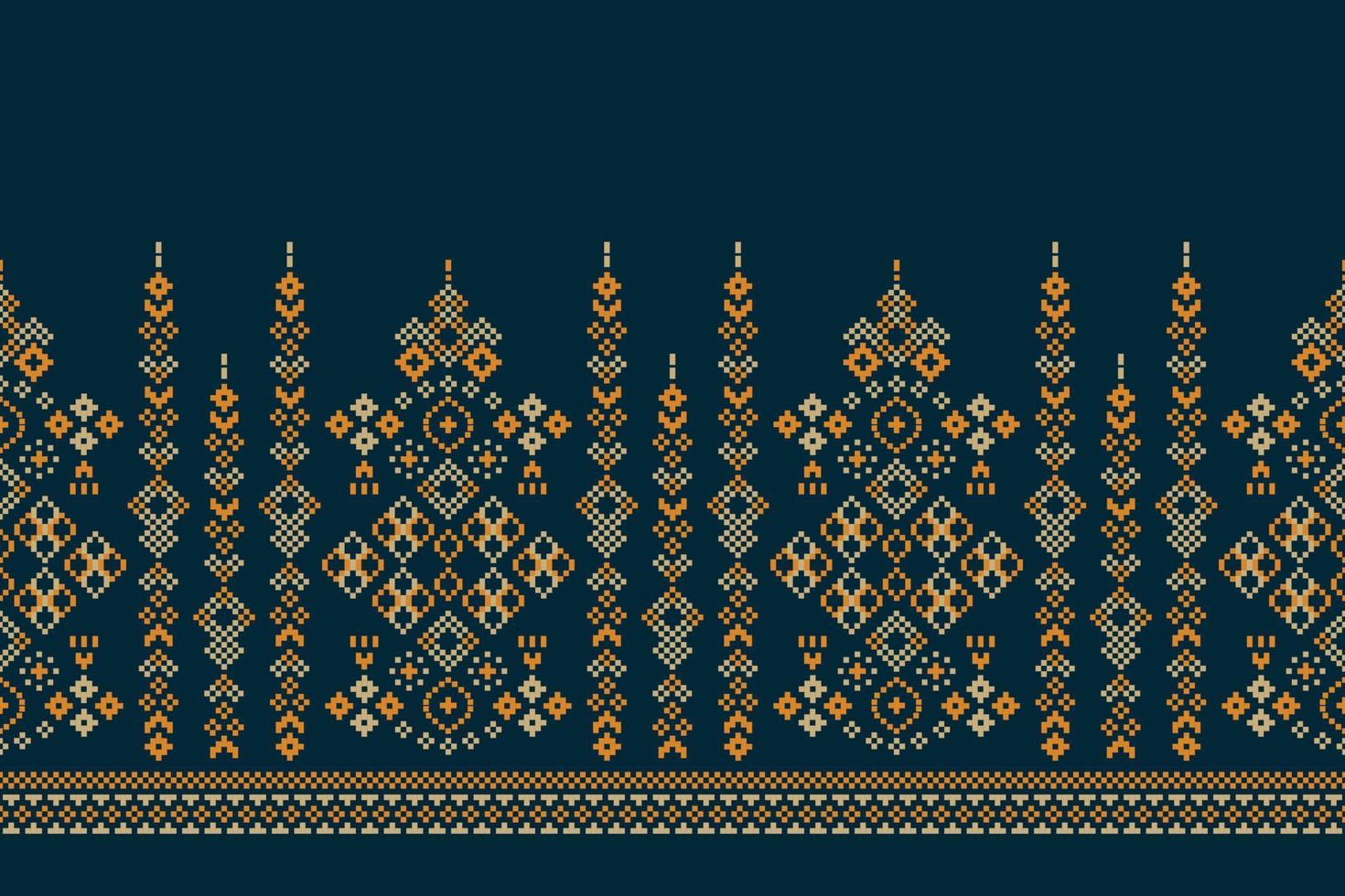 étnico geométrico tecido padronizar Cruz ponto.ikat bordado étnico oriental pixel padronizar marinha azul fundo. resumo,vetor,illustration.for textura,vestuário,embrulho,decoração,tapete. vetor