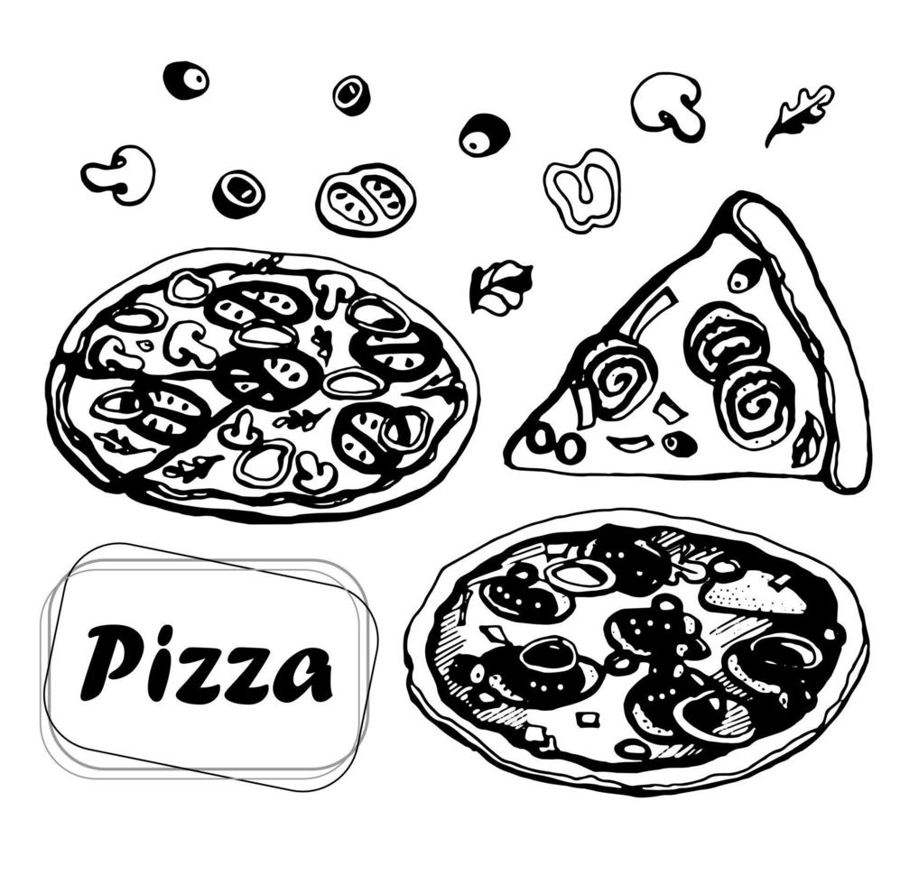 pizza definir. vetor clipart