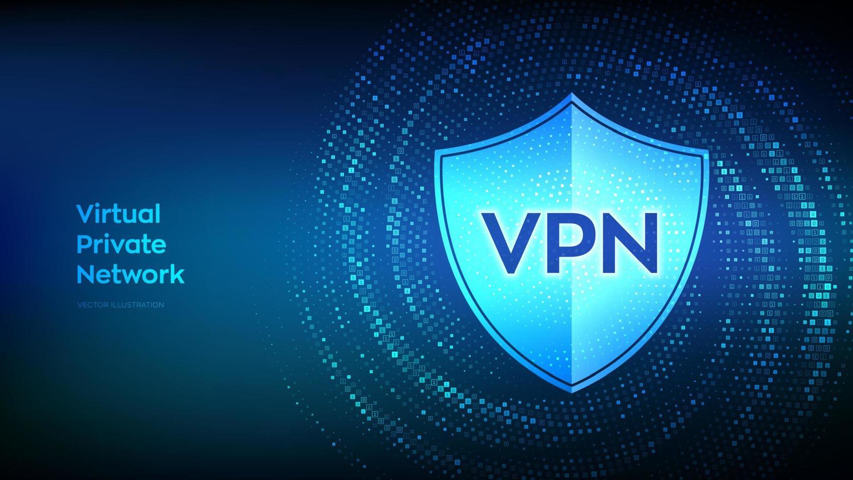 vpn. virtual privado rede. dados criptografia, ip substituto. seguro vpn conexão. cyber segurança e privacidade. binário código dados fluxo. virtual túnel urdidura fez com digital código. vetor ilustração.