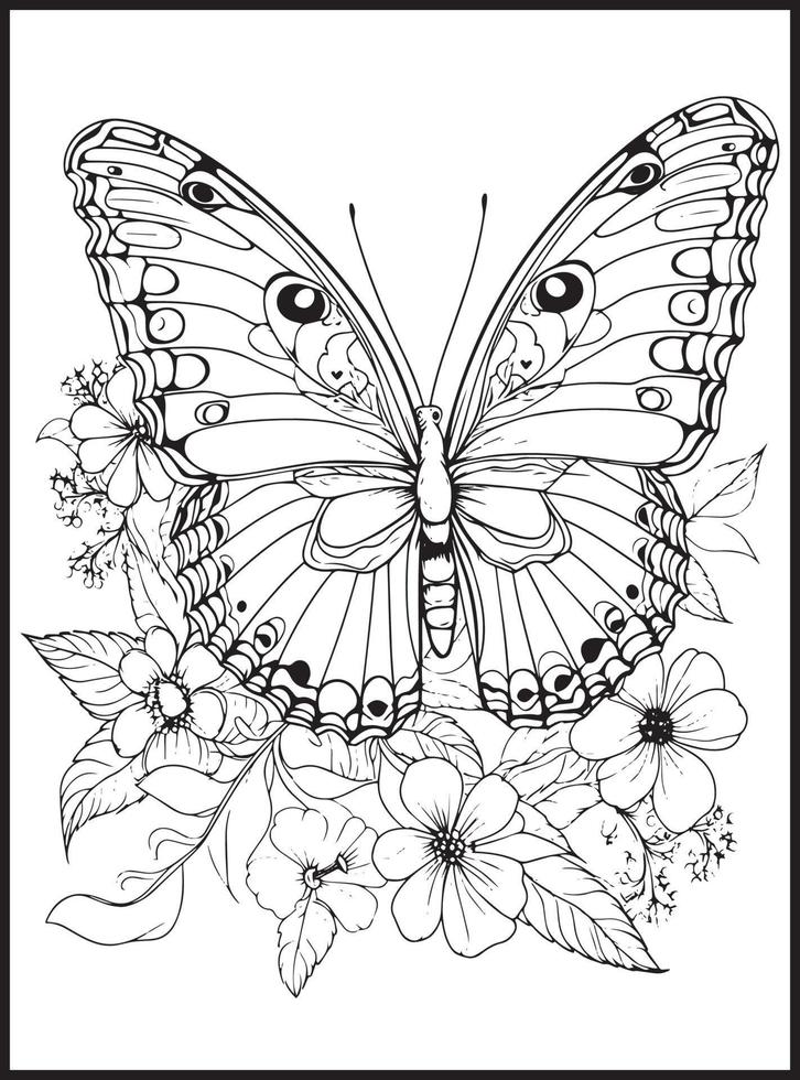 borboleta coloração Páginas para adultos vetor