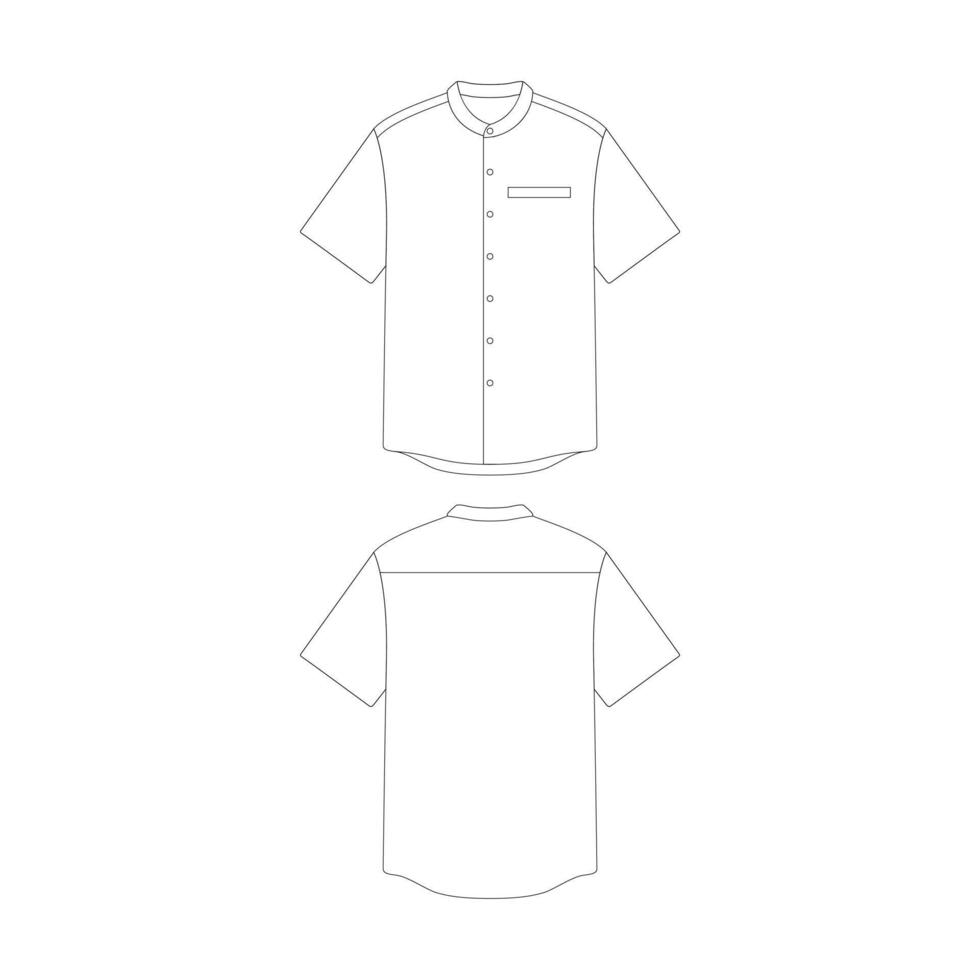 modelo avô colarinho camisa com vergão bolso vetor ilustração plano Projeto esboço roupas coleção