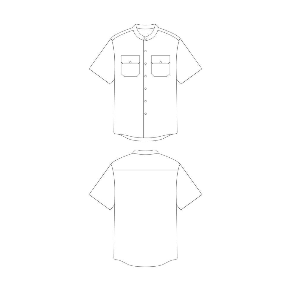 modelo avô colarinho camisa com dois bolso vetor ilustração plano Projeto esboço roupas coleção