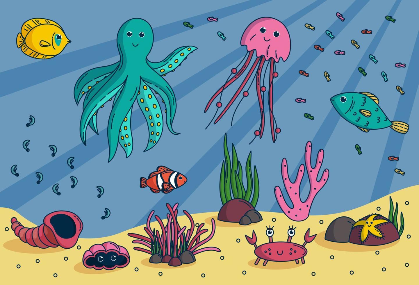 mar animais. vetor ilustração