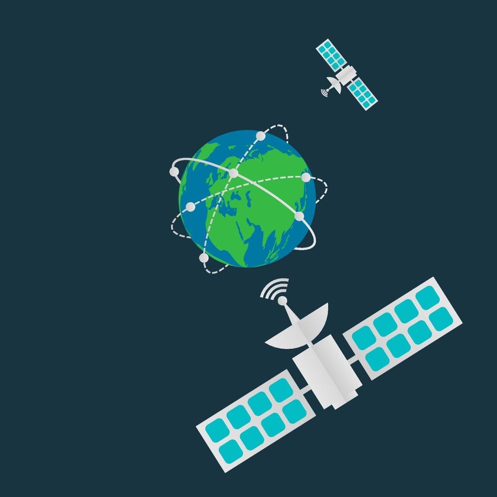 satélites de comunicação em órbita terrestre vetor