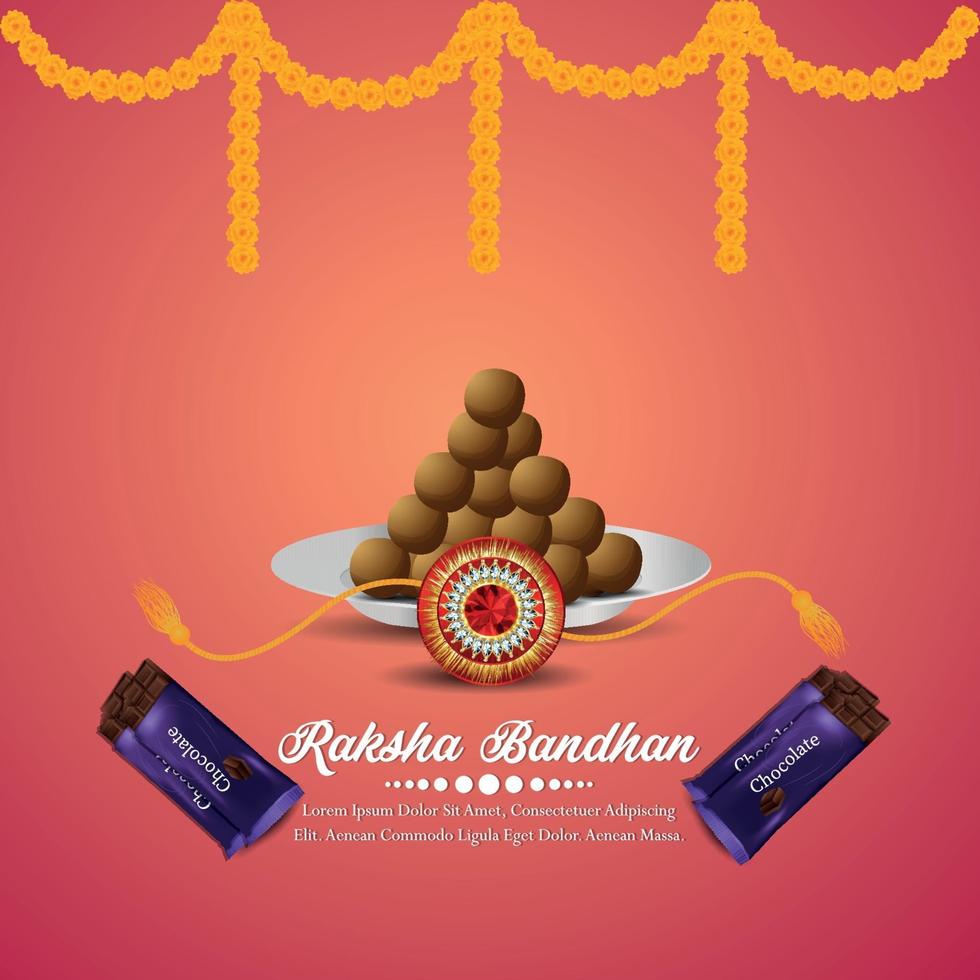 cartão comemorativo feliz raksha bandhan com ilustração vetorial criativa e chocolates vetor