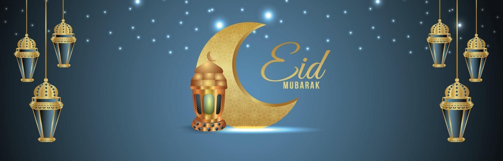 Cartão comemorativo eid mubarak com ilustração vetorial criativa vetor